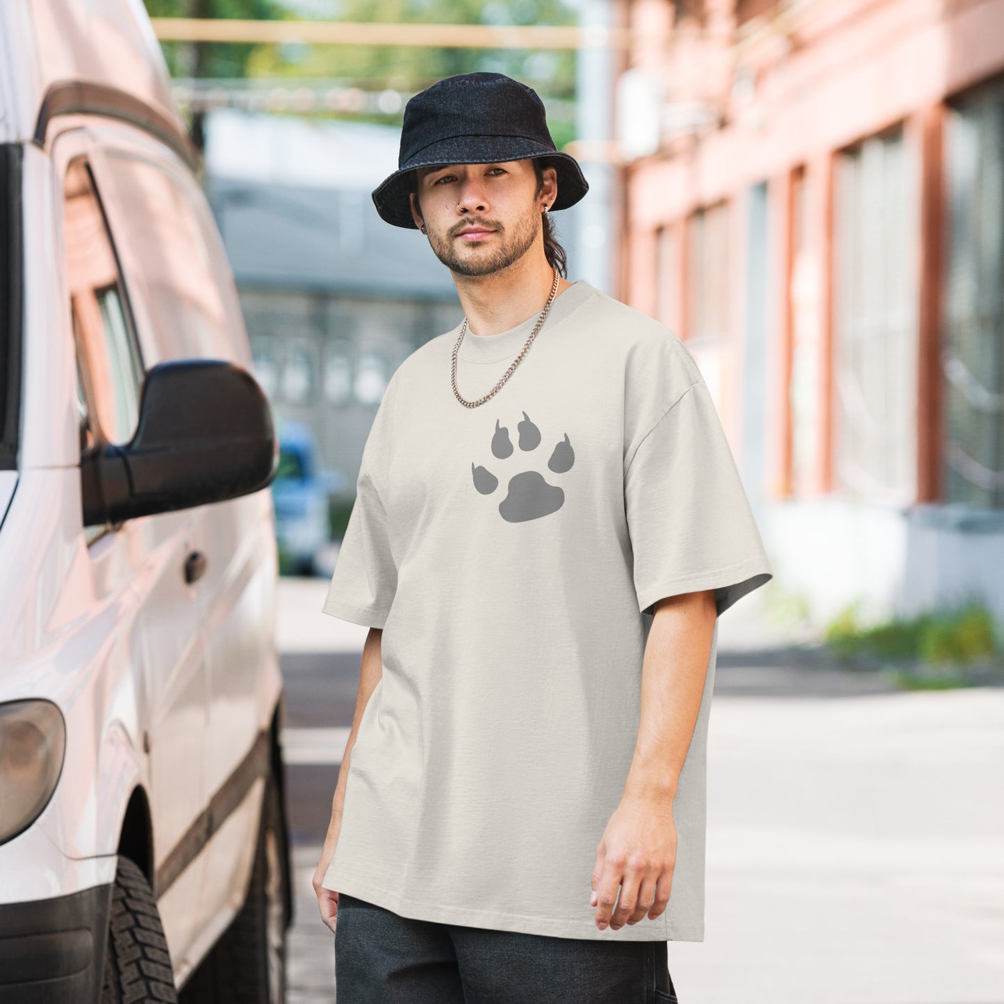 Dog Army Oversized Paw faded t-shirt